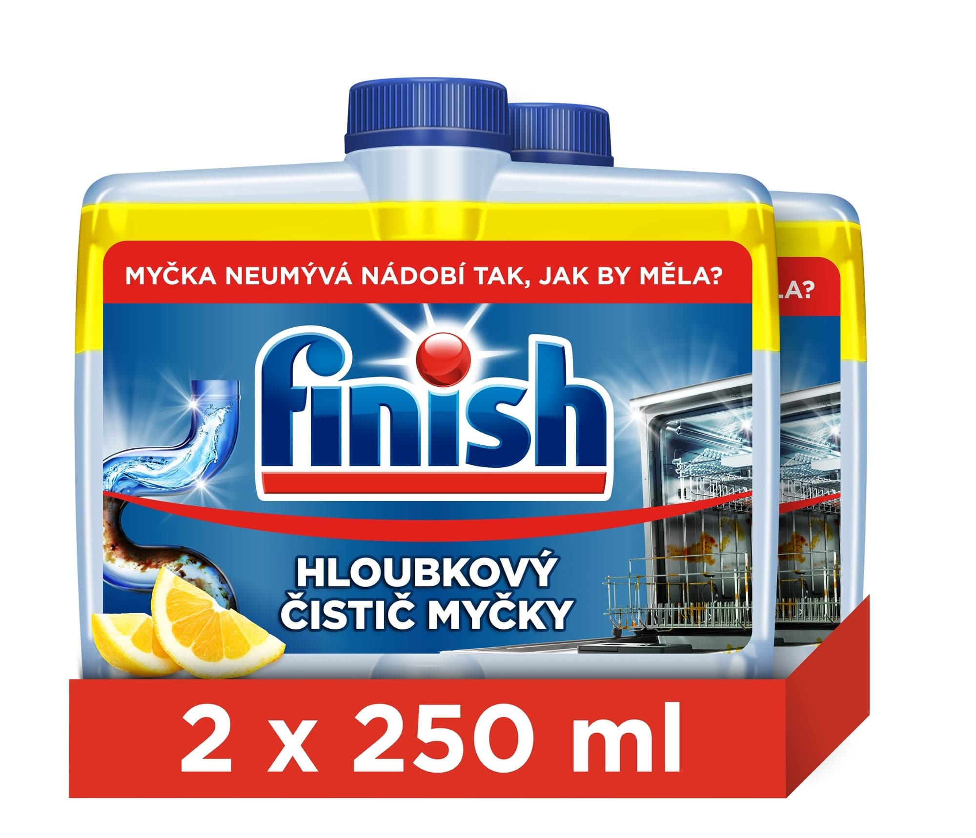 Finish Čistič myčky citronový 2×250 ml