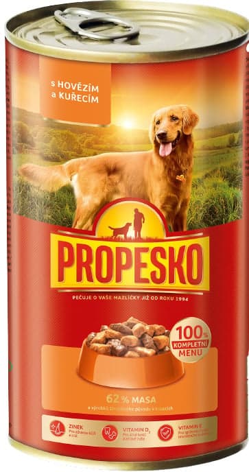 Propesko Kousky pro psy hovězí a kuřecí v omáčce