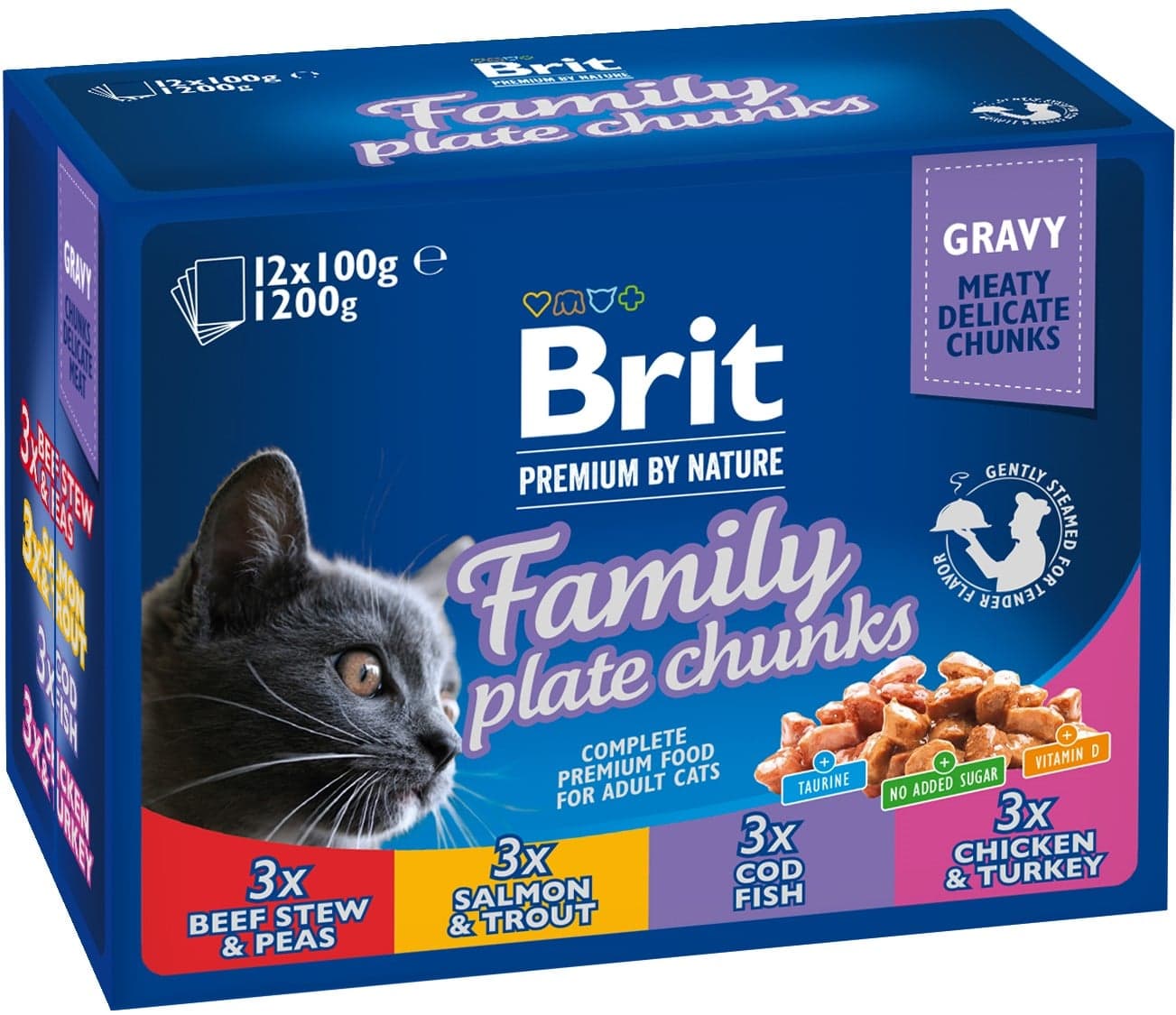 Brit Premium Cat Pouches Family Plate pro kočky 12×100 g