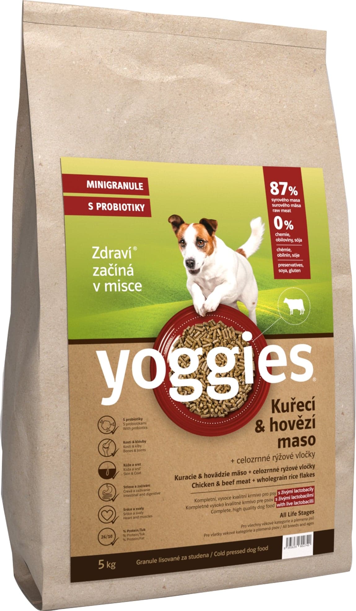Yoggies Kuřecí a hovězí maso – minigranule pro psy s probiotiky