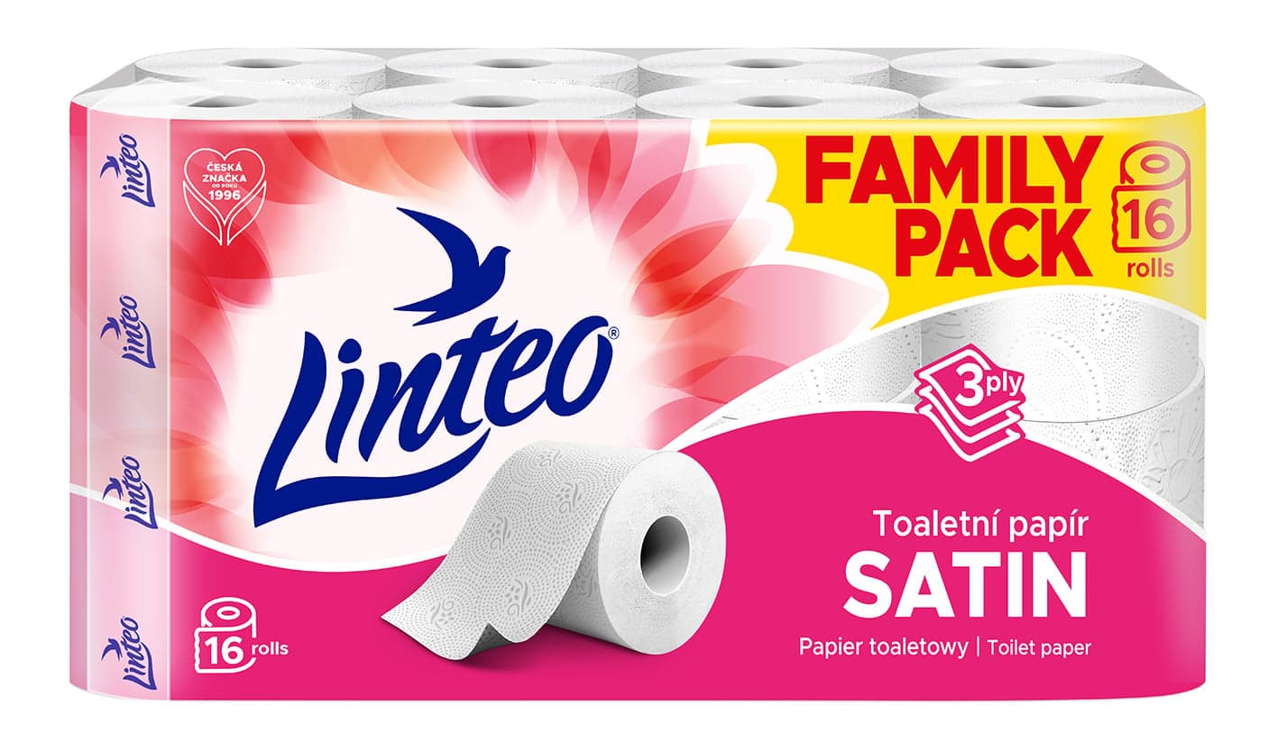 Linteo Toaletní papír bílý 3vrstvý, 16 ks