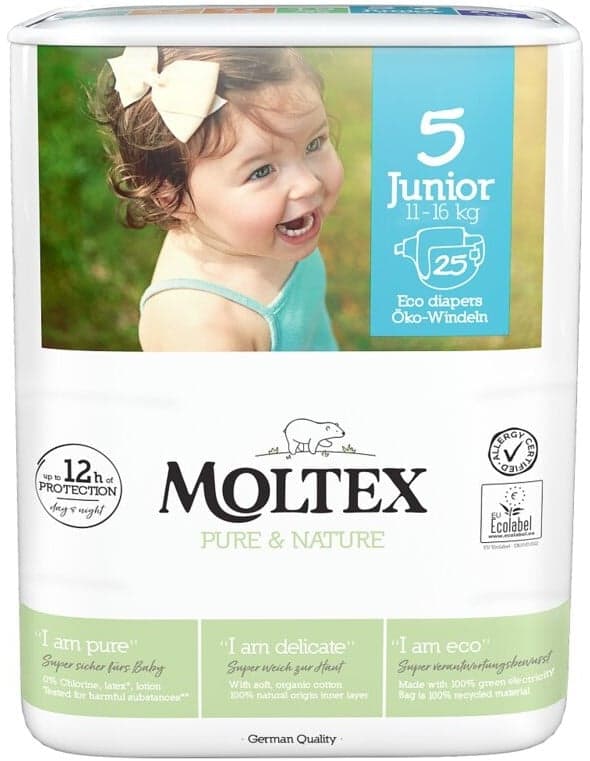 Moltex Pure & Nature EKO Jednorázové dětské plenky junior 11–16 kg (velikost 5–6)