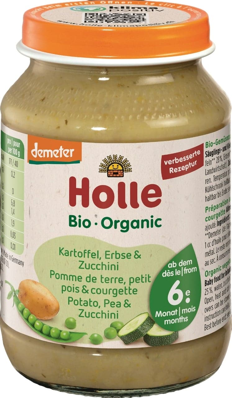 Holle BIO Dětská přesnídávka brambor, hrášek a cuketa