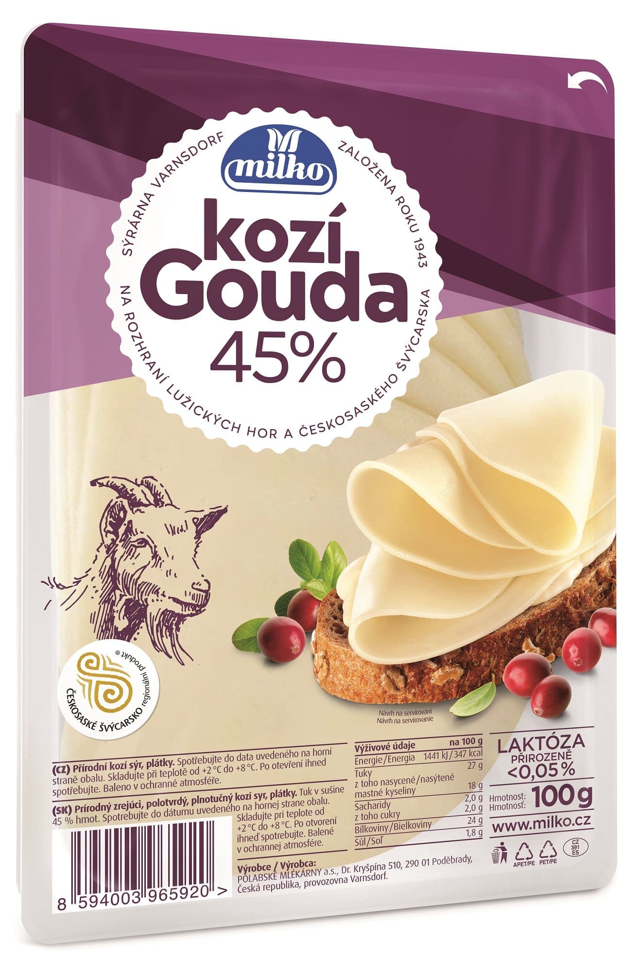 Milko Kozí gouda plátky