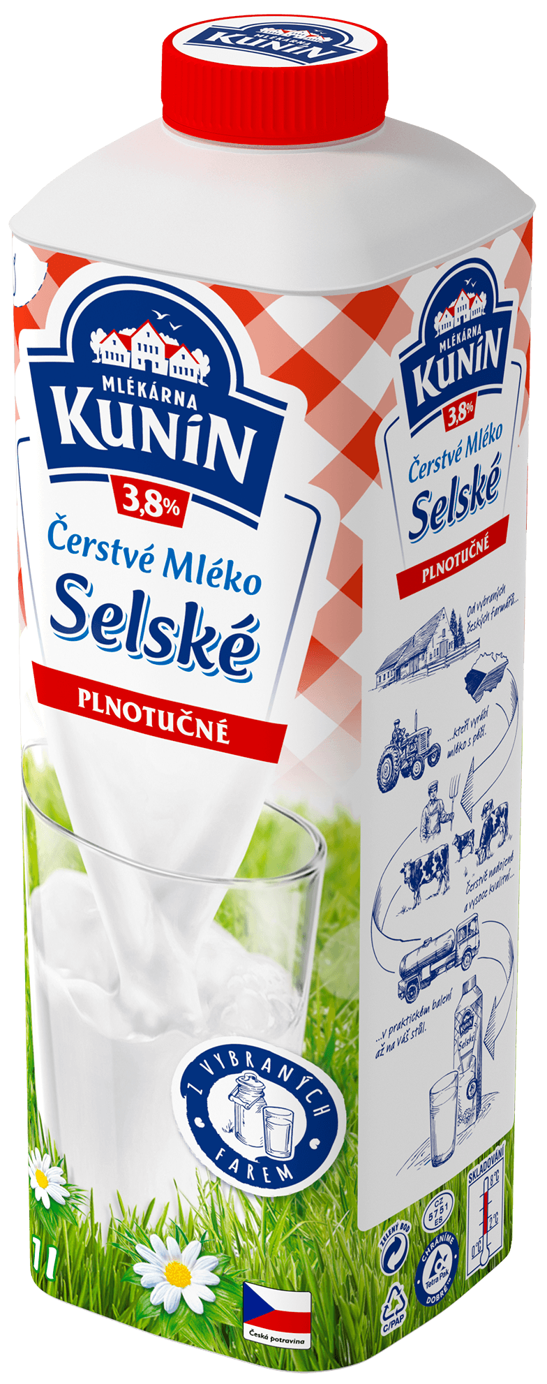 Mlékárna Kunín Selské mléko plnotučné čerstvé 3,8%