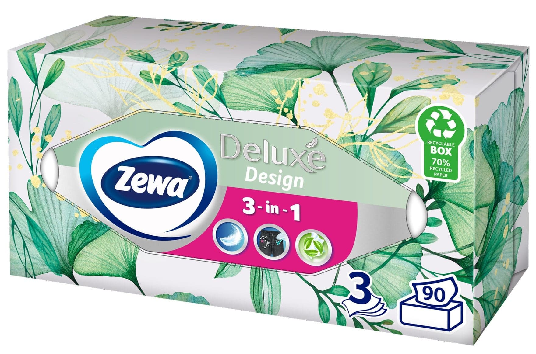 Zewa Deluxe Design papírové kapesníky 3vrstvé box