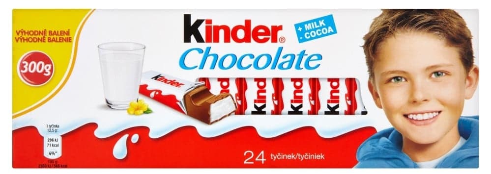 Kinder Chocolate tyčinky z mléčné čokolády s mléčnou náplní
