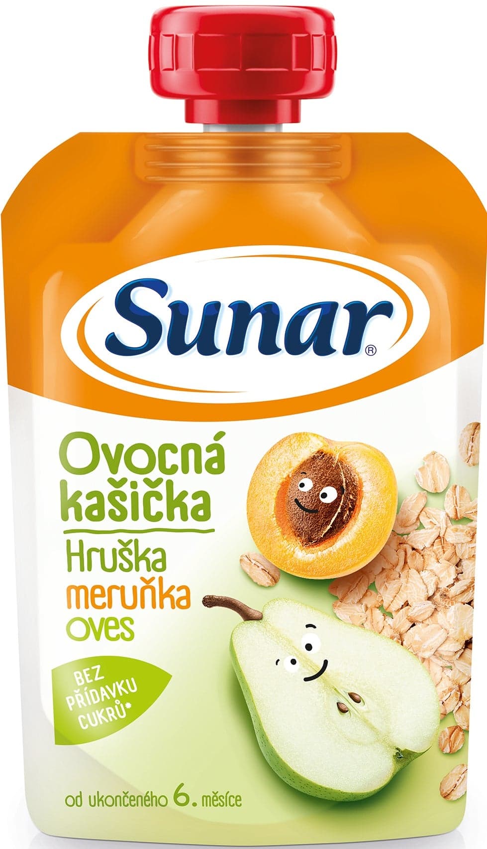 Sunar Kašička ovocná kapsička hruška, meruňka a ovesné vločky od 6. měsíce