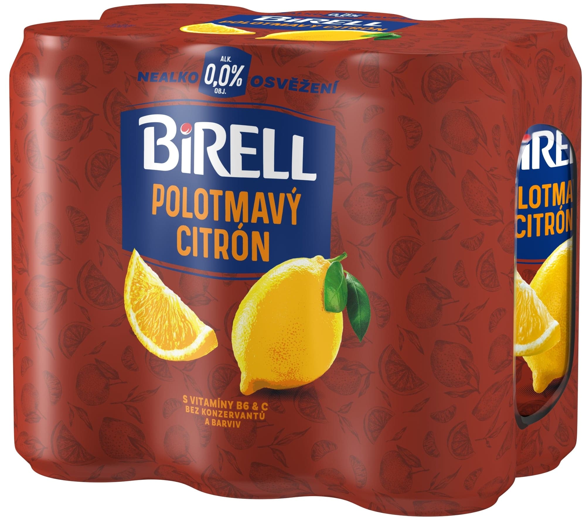 Birell 0.0 Polotmavý citron nealkoholické pivo 6×0,5 l plech