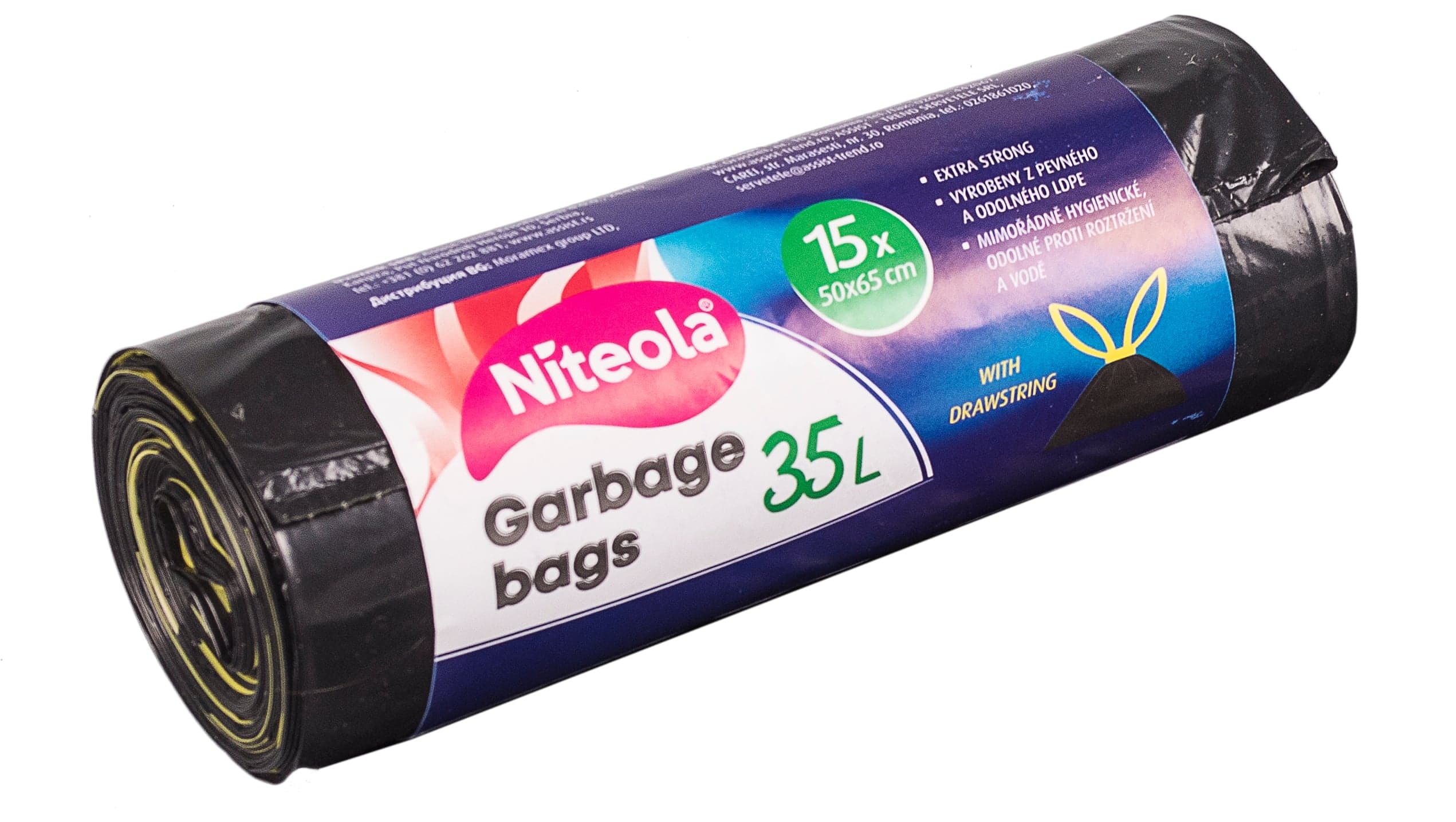 Niteola Pevné zatahovací igelitové sáčky na odpad 35 l