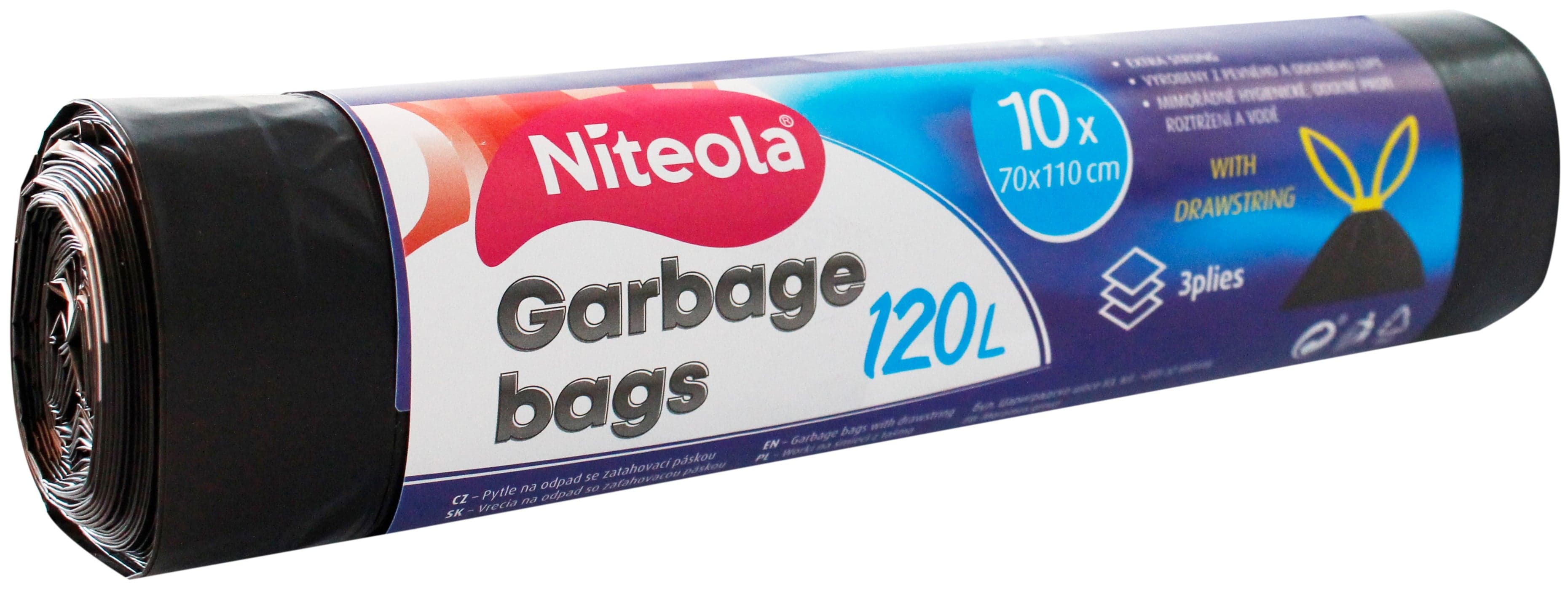 Niteola Pevné zatahovací igelitové sáčky na odpad 120 l
