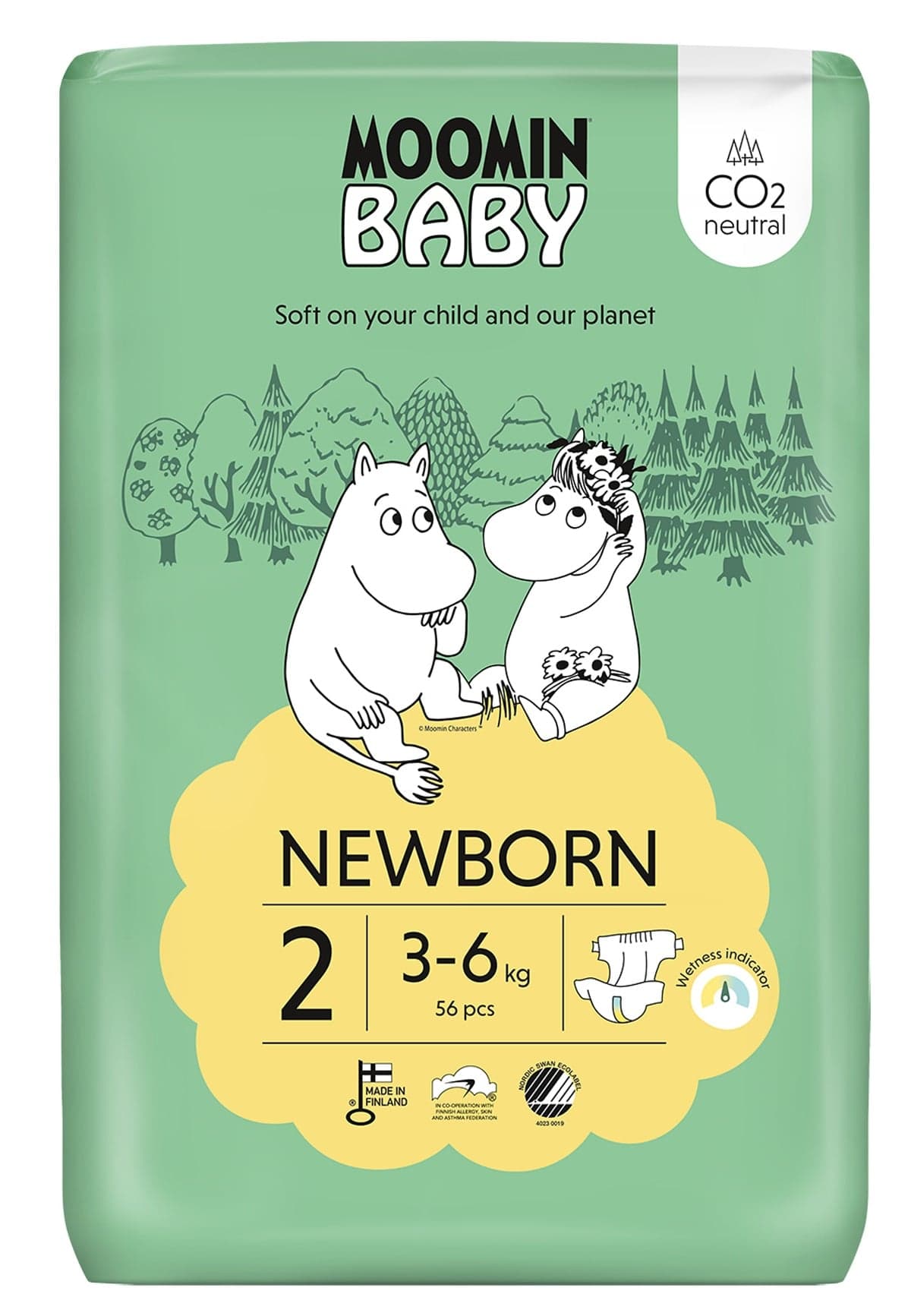 Moomin Baby EKO Jednorázové plenky newborn 2 (3–6 kg)