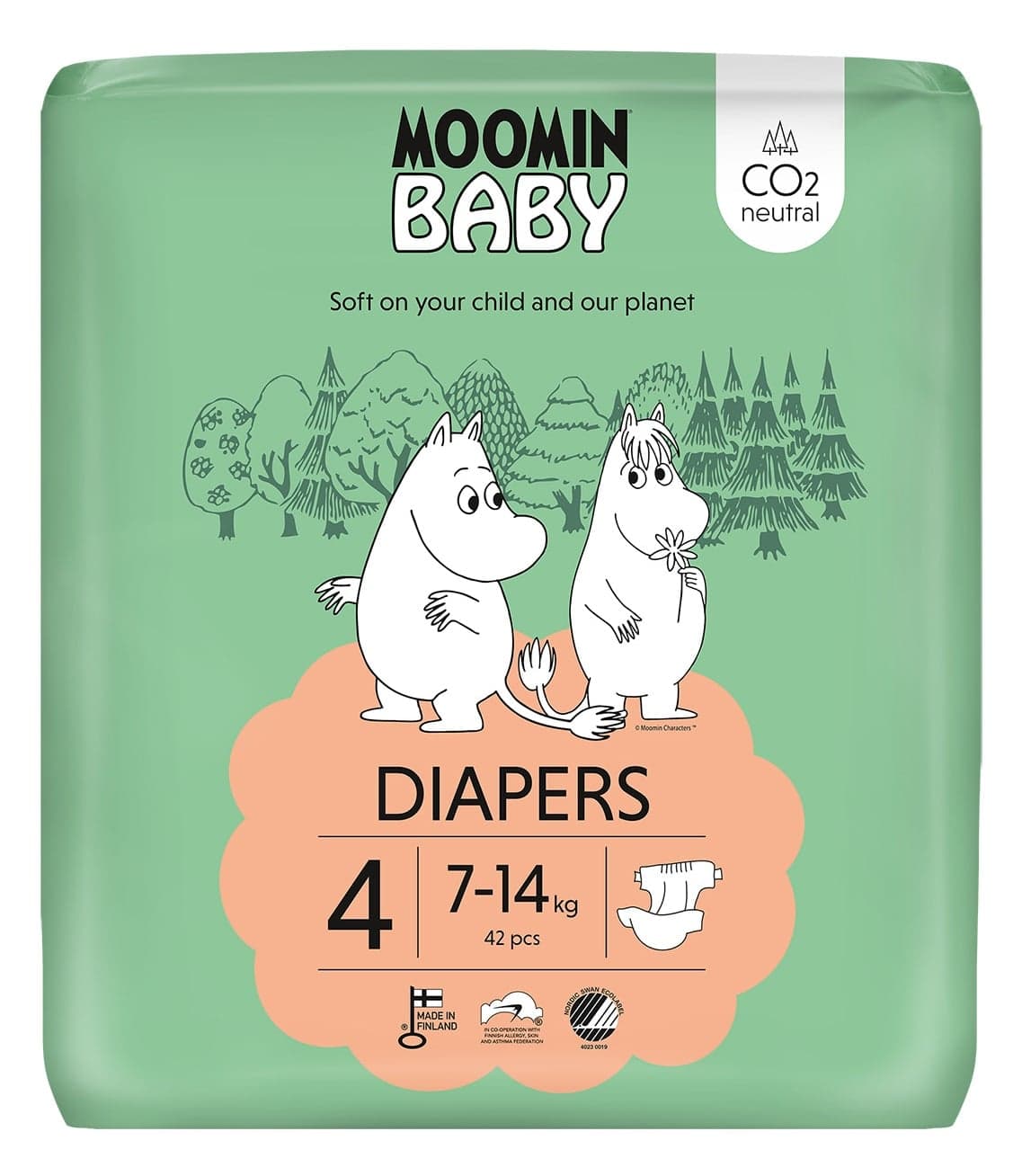 Moomin Baby EKO Jednorázové plenky maxi 4 (7–14 kg)
