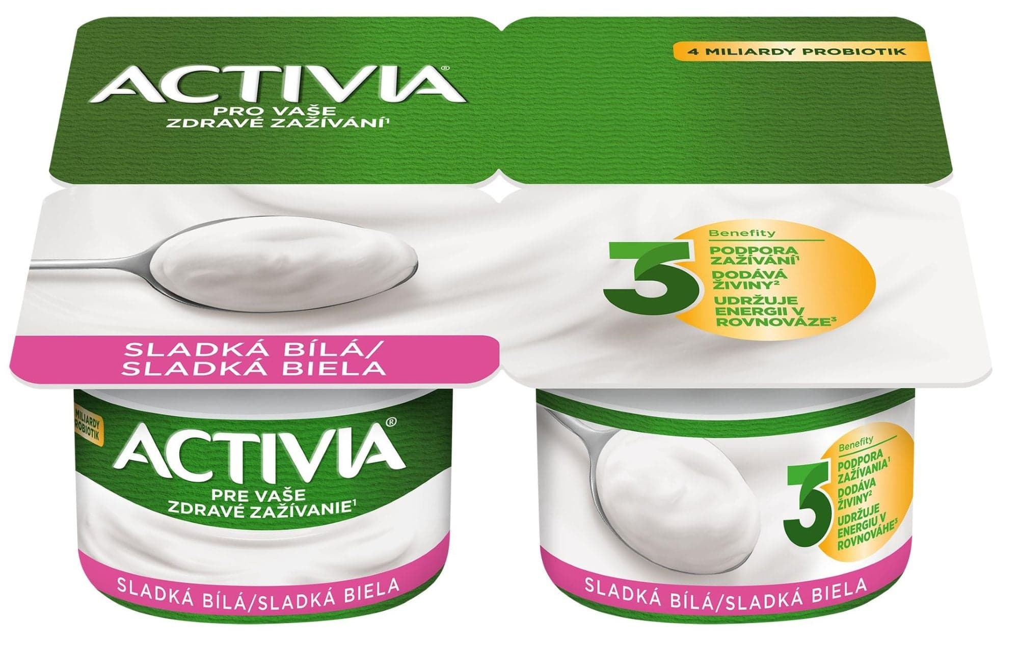 Activia Probiotický jogurt bílý slazený 4×120 g