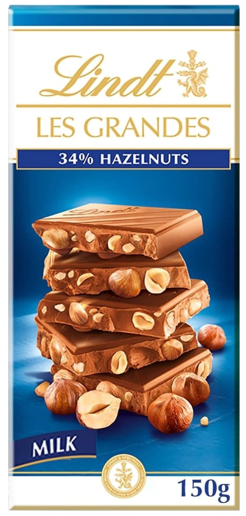Lindt Čokoláda Les Grandes Mléčná s celými lískovými jádry