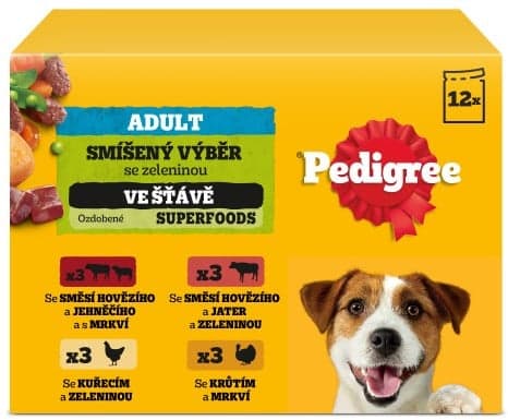 Pedigree Kapsičky masový výběr se zeleninou ve šťávě pro dospělé psy 12×100 g