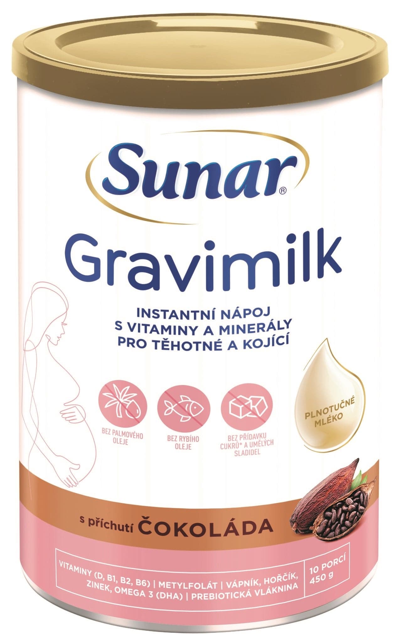 Sunar Gravimilk s příchutí čokolády pro těhotné a kojící ženy