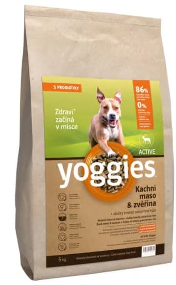 Yoggies Active Kachní maso a zvěřina – granule pro psy s probiotiky