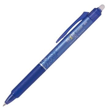 Pilot FriXion Clicker 05, modrý gelový gumovací roller, šířka stopy 0,25 mm, šířka hrotu 0,5 mm