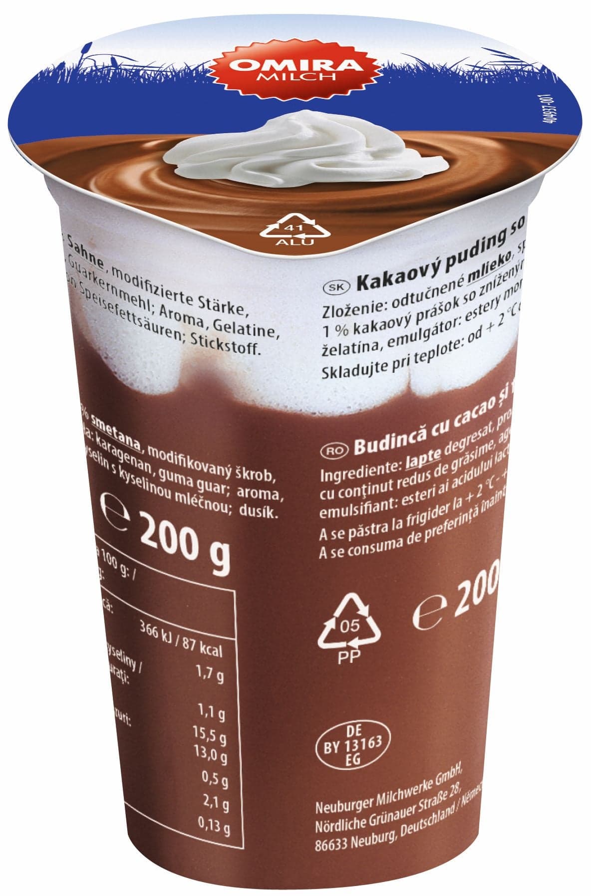 Omira BODENSEE Kakaový puding se šlehačkou