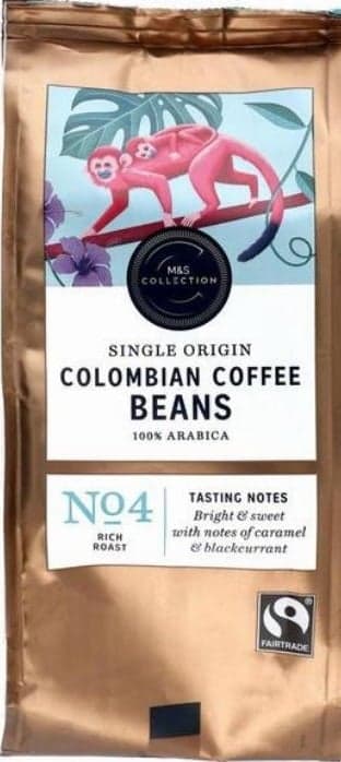 Marks & Spencer Středně pražená kolumbijská káva (100% Arabica) zrnková