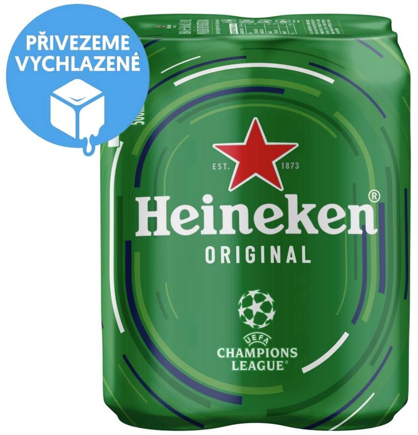 Heineken světlý ležák 4×0,5 l plech