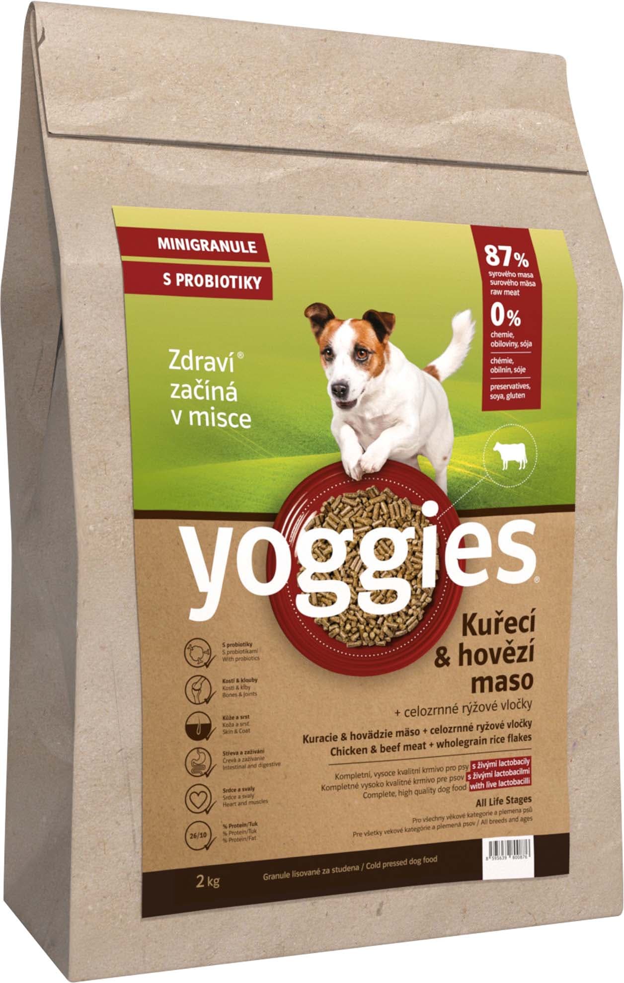 Yoggies Kuřecí a hovězí maso – minigranule s laktobacily pro psy