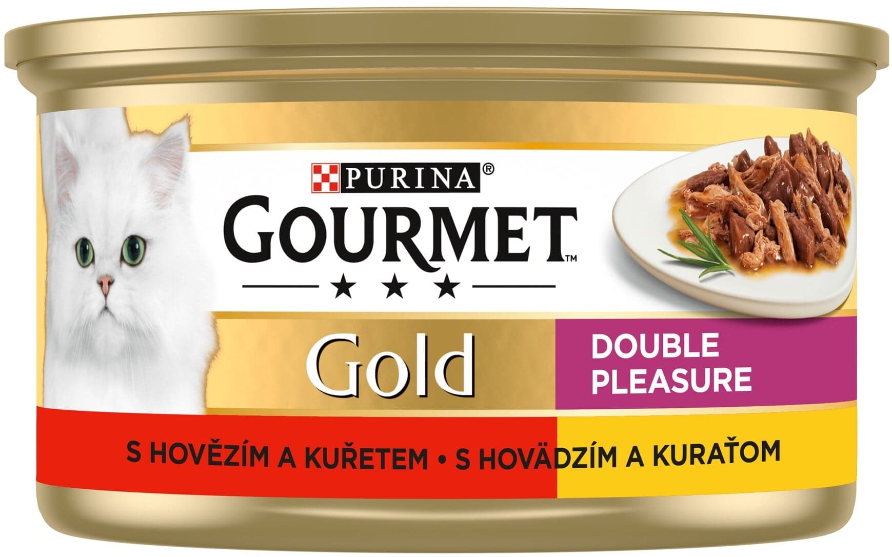 Gourmet Gold konzerva pro kočky hovězí, kuře