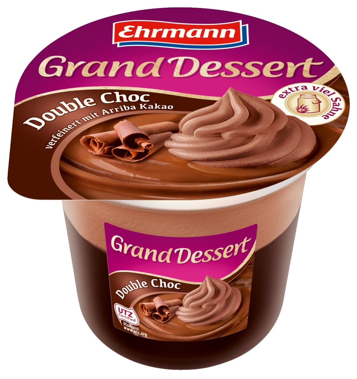 Ehrmann Grand Dessert puding dezert se šlehačkou Double Choc
