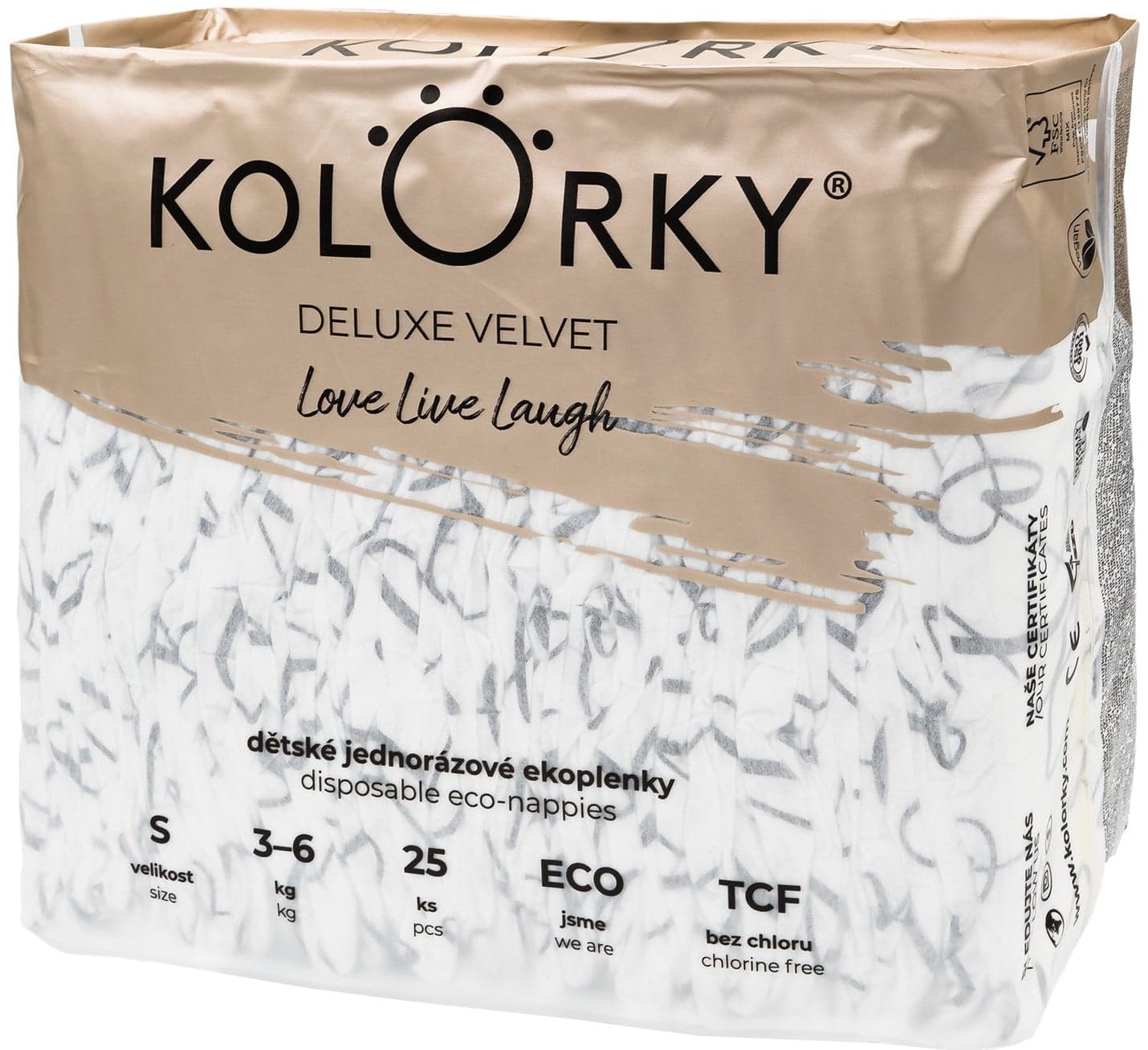Kolorky EKO Jednorázové plenky se sametovým povrchem deluxe velvet S (3–6 kg) 25 ks