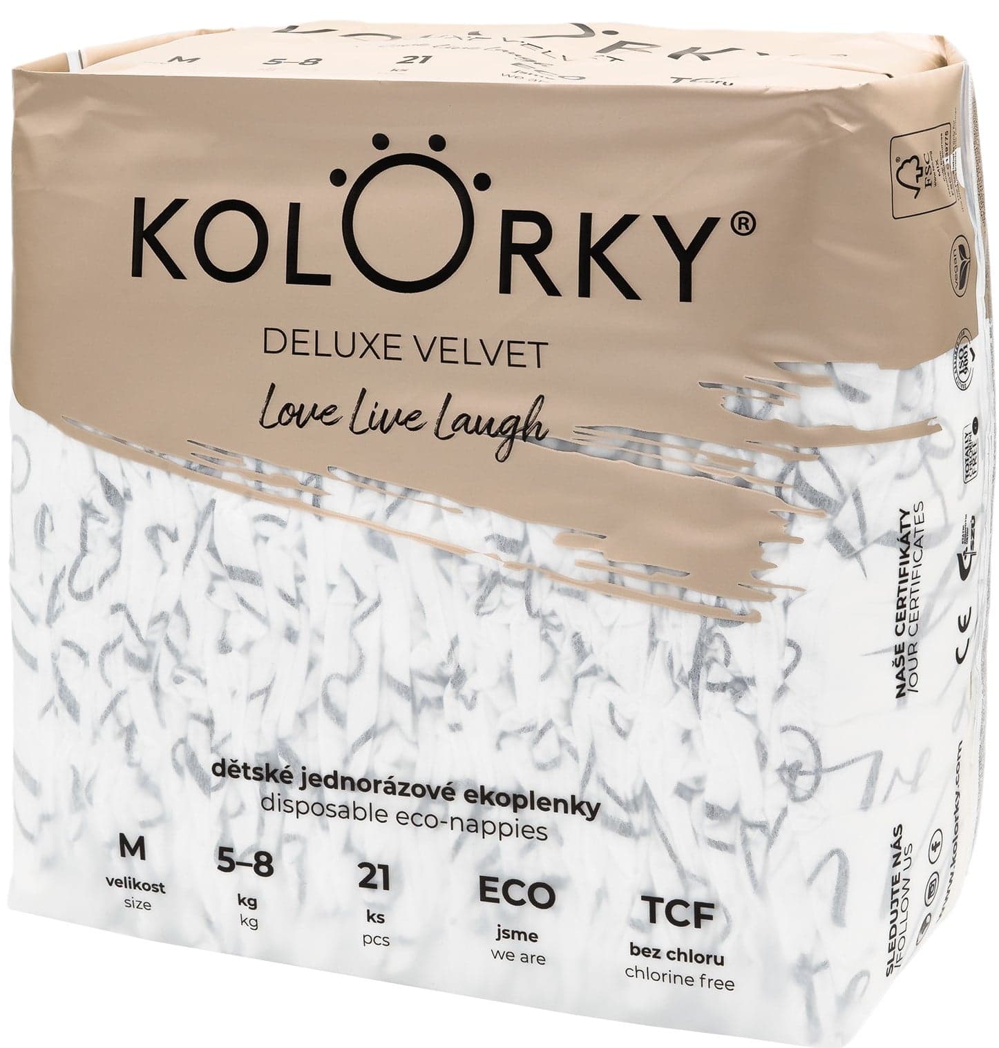 Kolorky EKO Jednorázové plenky se sametovým povrchem deluxe velvet M (5–8 kg) 21 ks