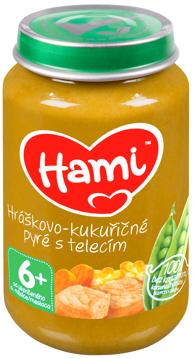 Hami Příkrm hráškovo-kukuřičné pyré s telecím