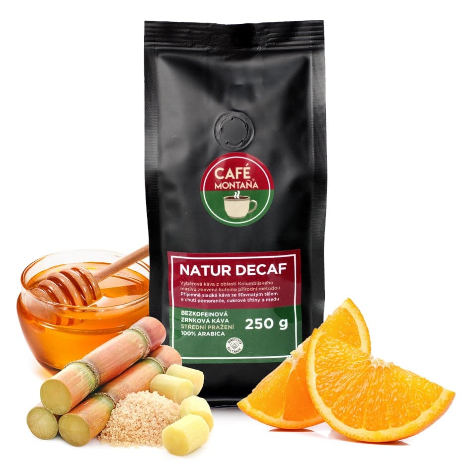 Café Montaña Natur Decaf filtr/espresso bezkofeinová zrnková káva