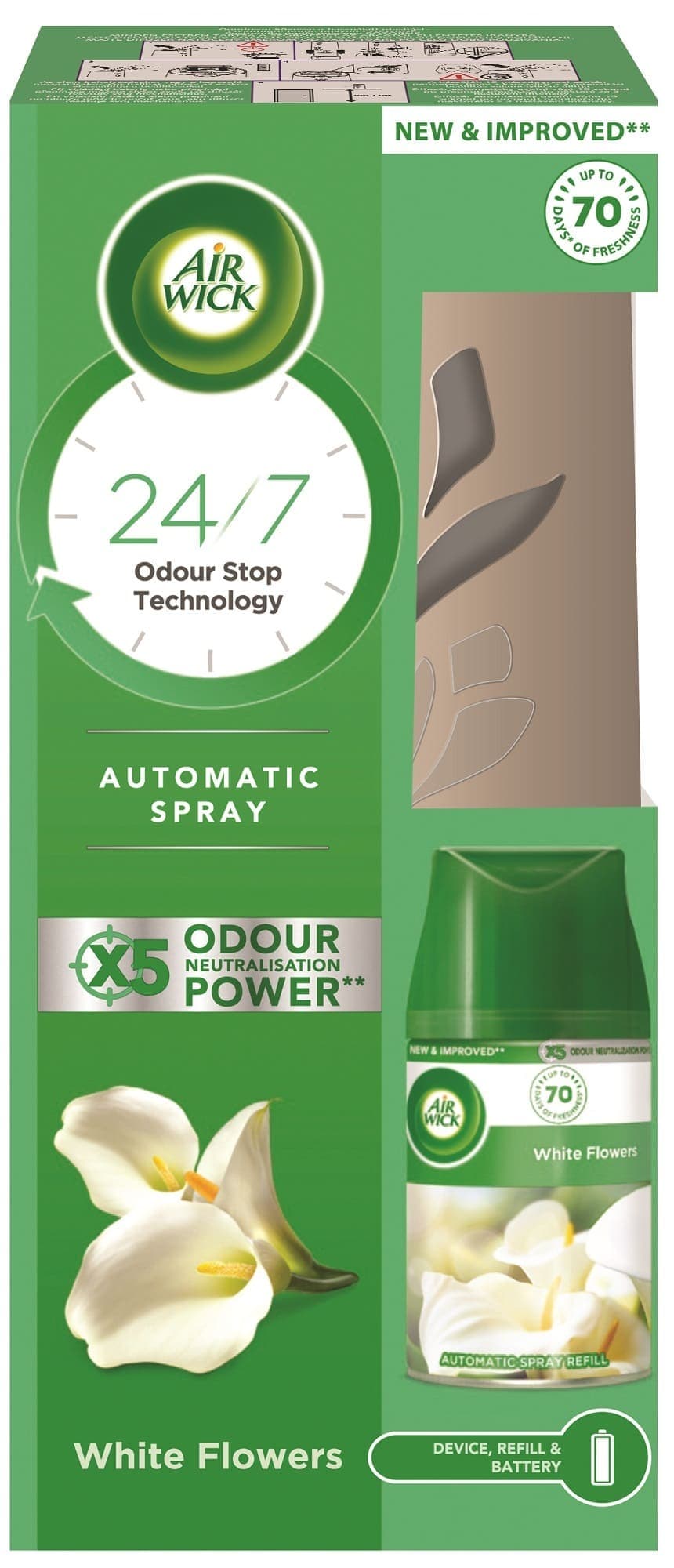 Air Wick Essential Oils Freshmatic difuzér a náplň do osvěžovače vzduchu bílé květy frézie