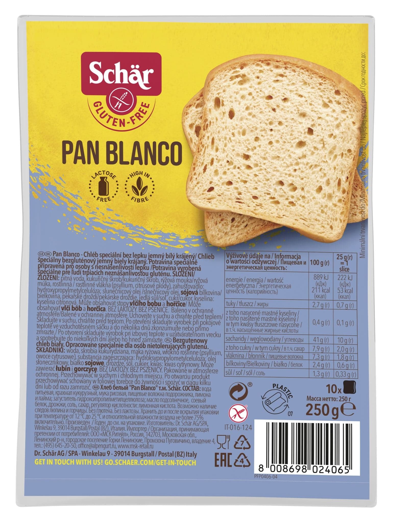 Schär Pan blanco bezlepkový chléb