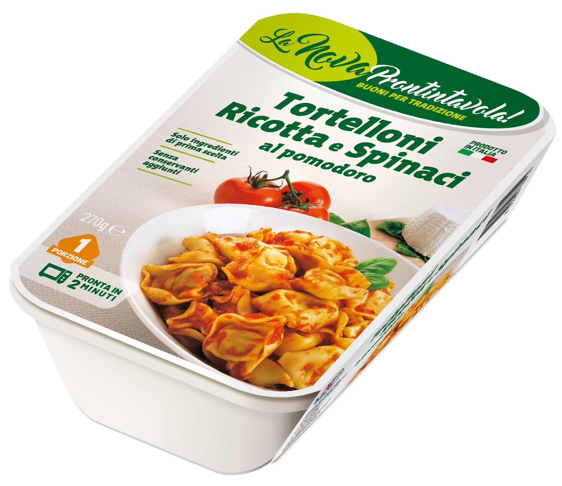 La Nova Prontintavola Tortelloni plněné ricottou a špenátem v tomatové omáčce
