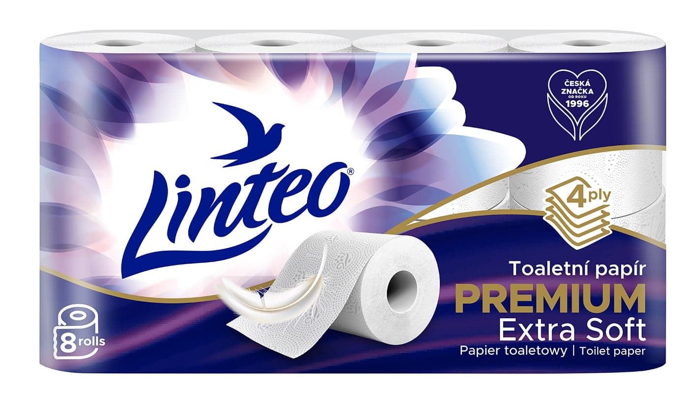 Linteo Toaletní papír bílý 4vrstvý, 8 ks