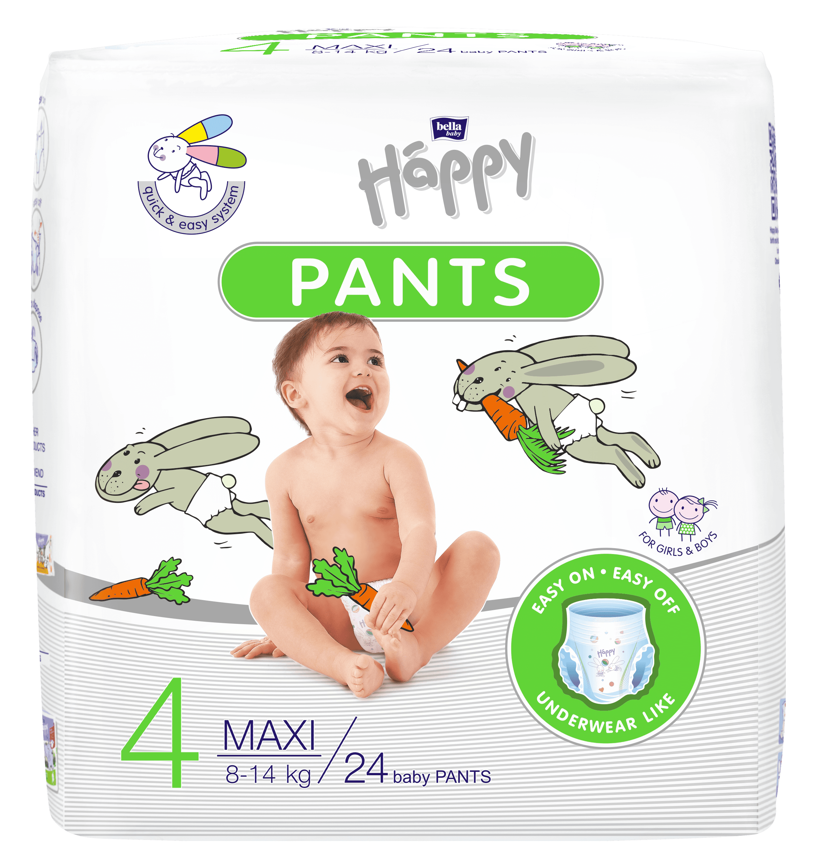 Bella Baby Happy Jednorázové plenkové kalhotky maxi 8–14 kg (velikost 4)