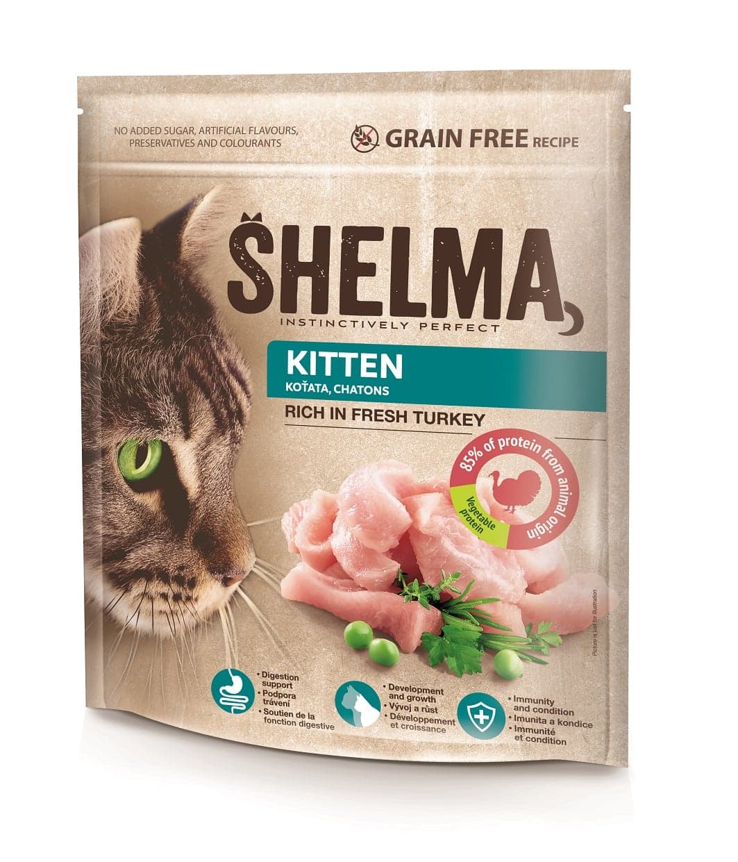 Shelma Bezobilné JUNIOR granule s čerstvým krůtím masem pro koťata