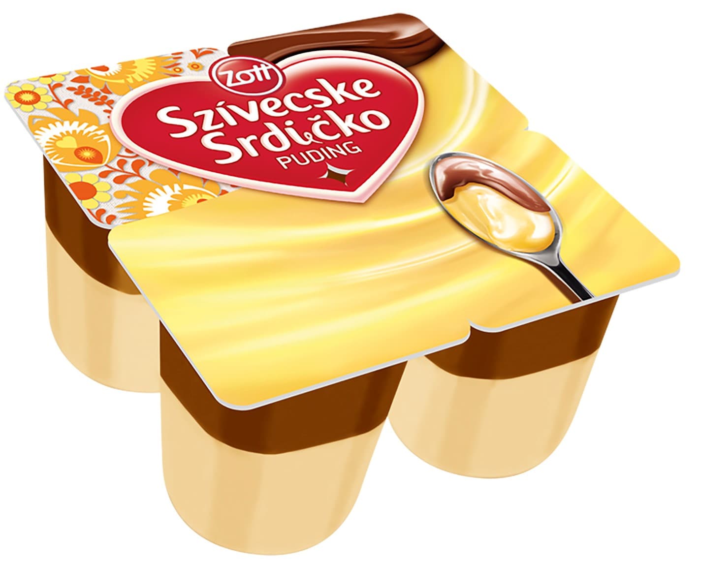 Zott Srdíčko puding vanilka/čokoláda 4×125 g