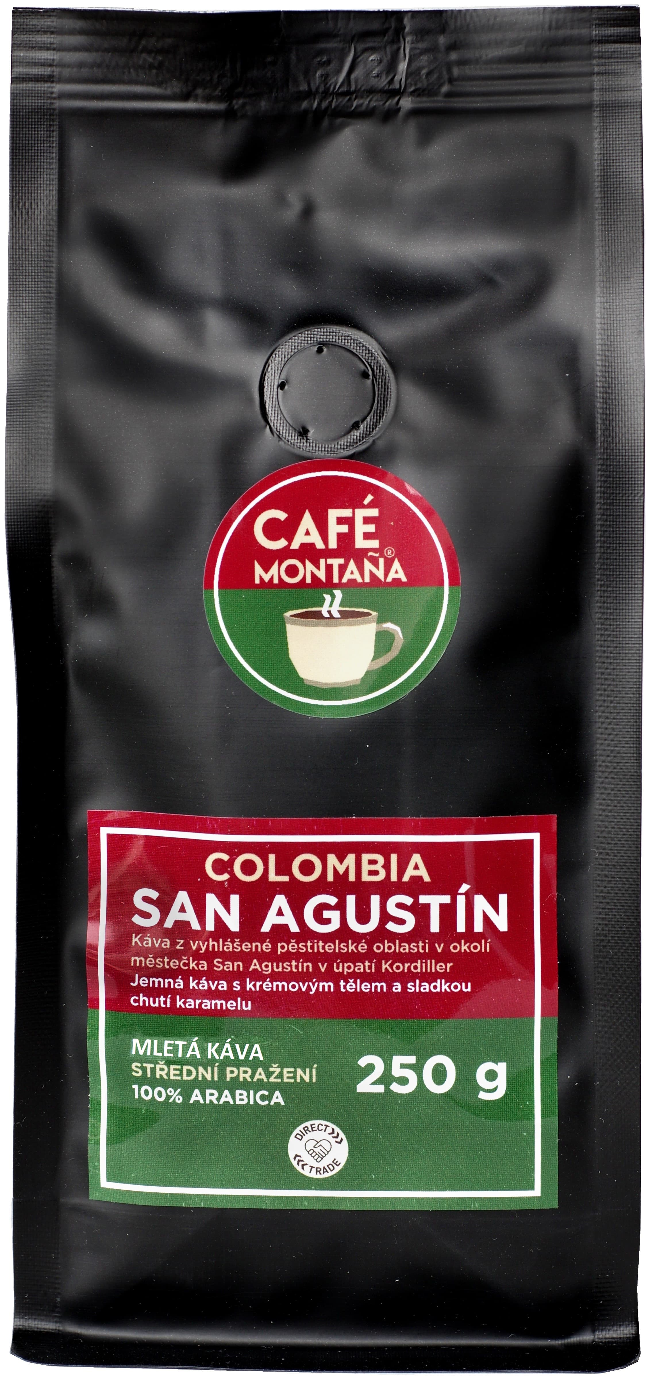 Café Montaña Colombia San Agustín mletá káva