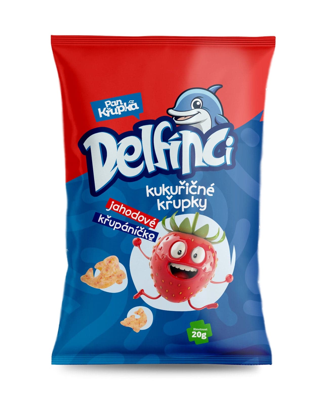 Pan Křupka Delfínci kukuřičný snack jahodový