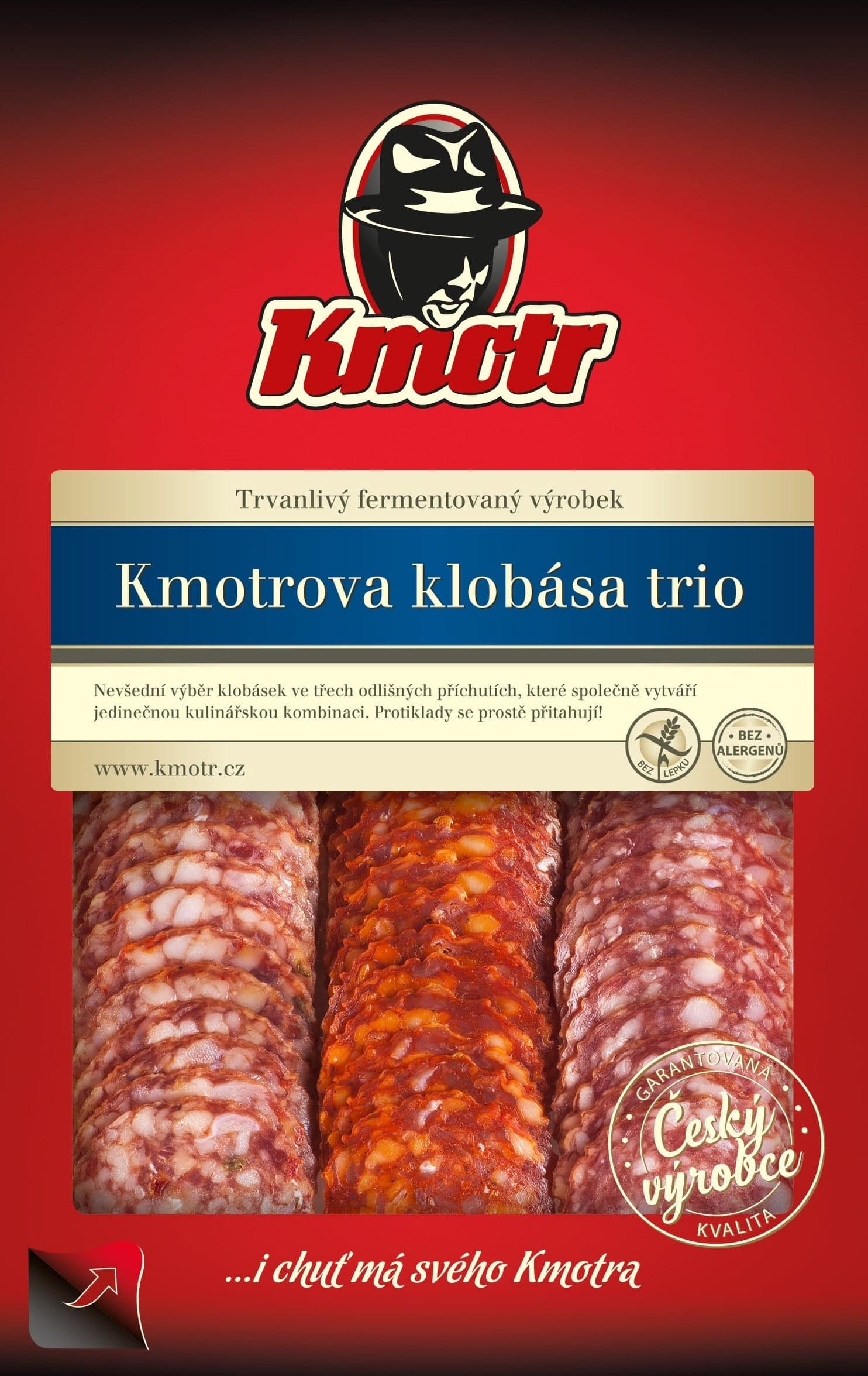 Kmotr Kmotrova klobása trio krájená
