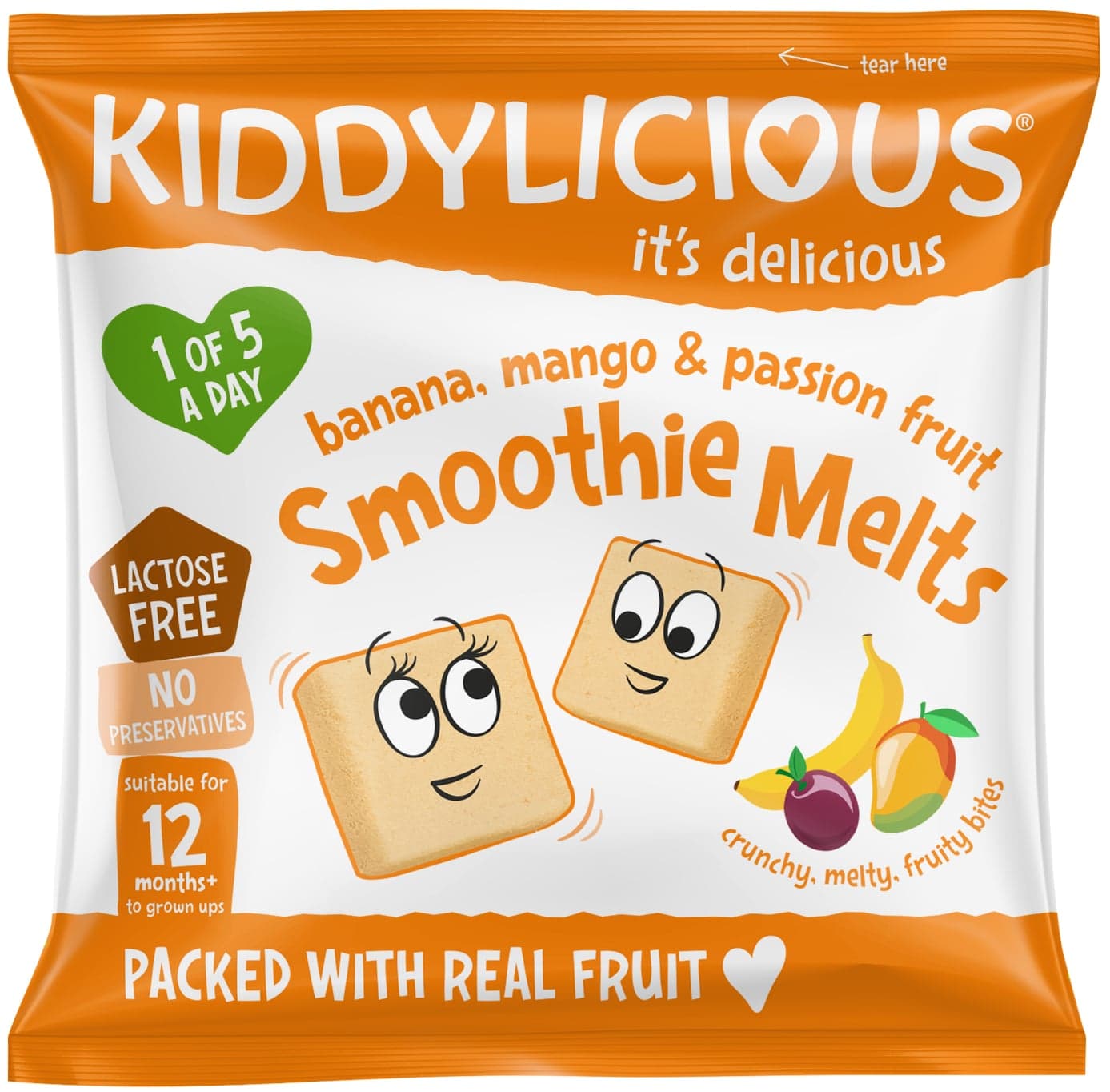 Kiddylicious Ovocné polštářky z banánu, manga a marakuji