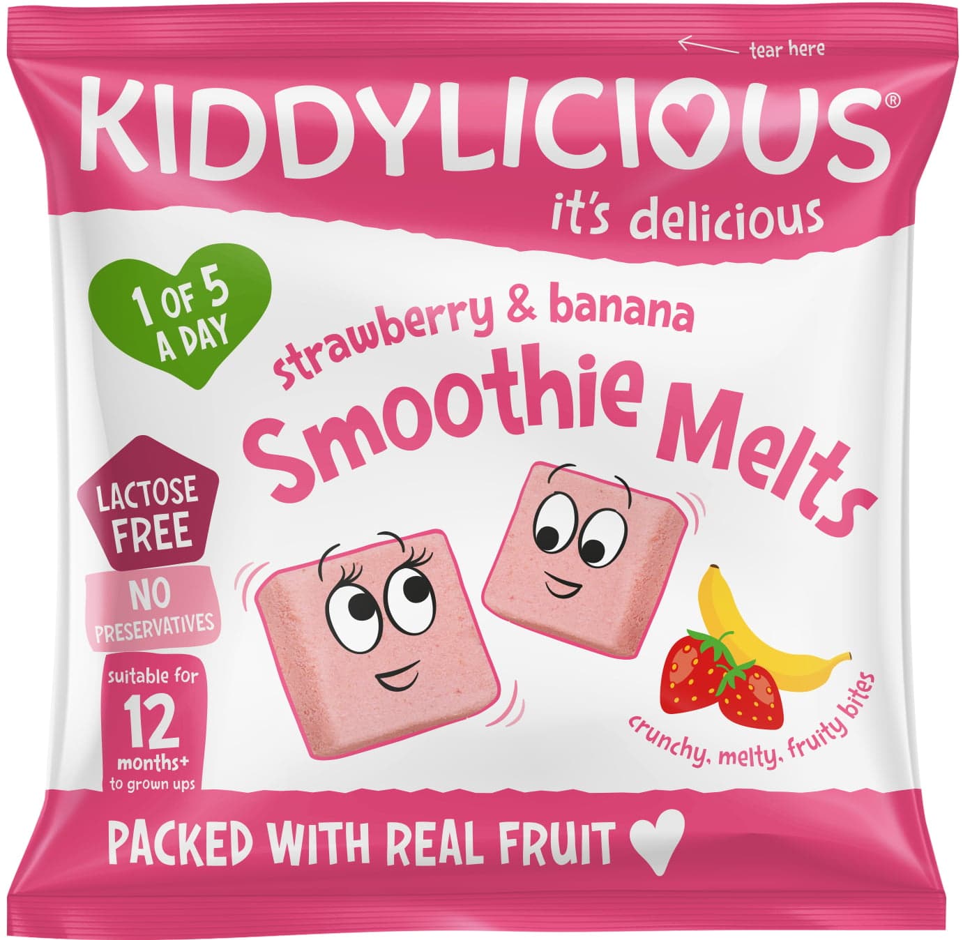 Kiddylicious Ovocné polštářky jahody a banán