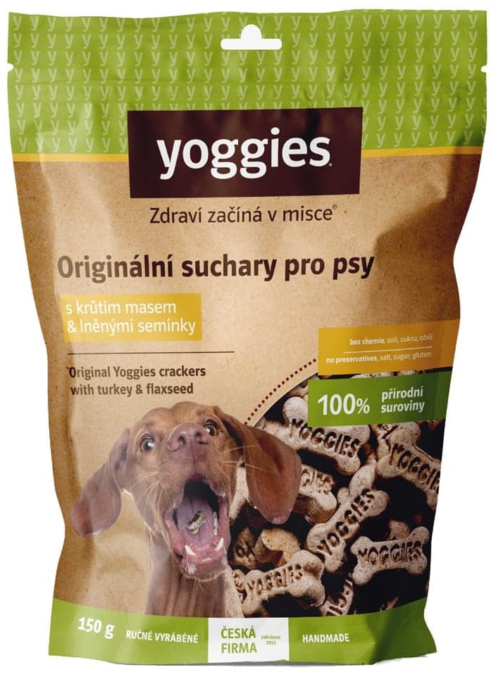 Yoggies Originální suchary pro psy s krůtím masem & lněnými semínky