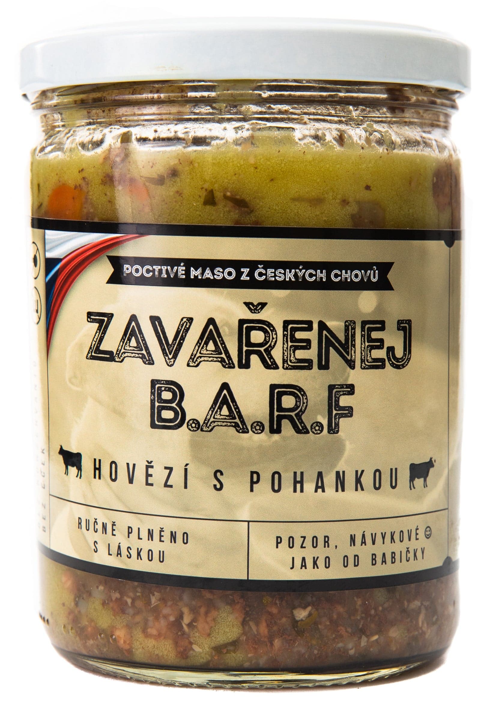 Do psí misky Zavařenej BARF hovězí s pohankou