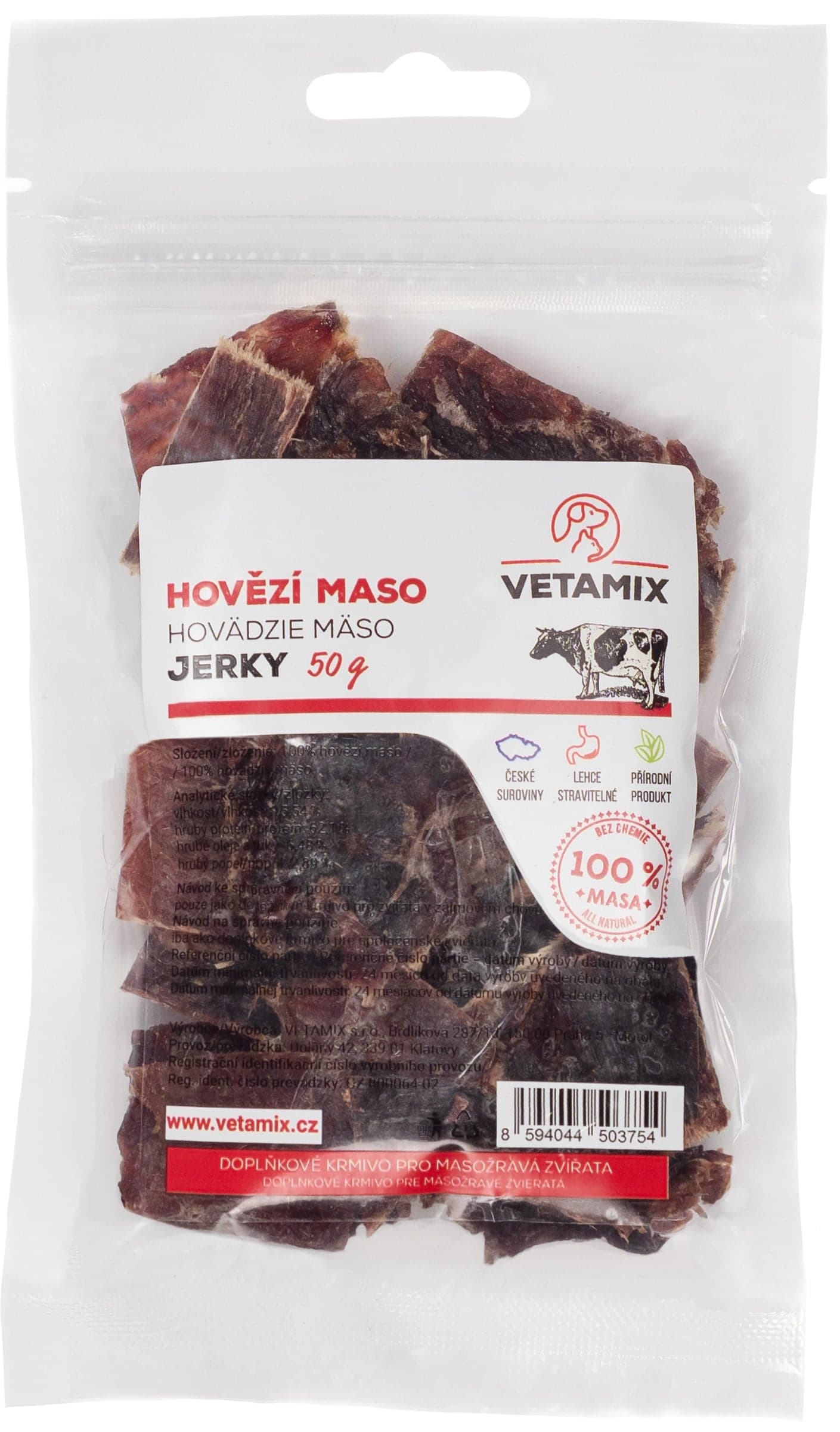 Vetamix Hovězí maso jerky pro psy