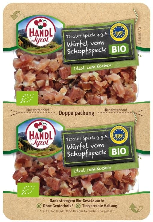 Handl Tyrol BIO Tyrolské kostičky slaniny PGI 2×40 g