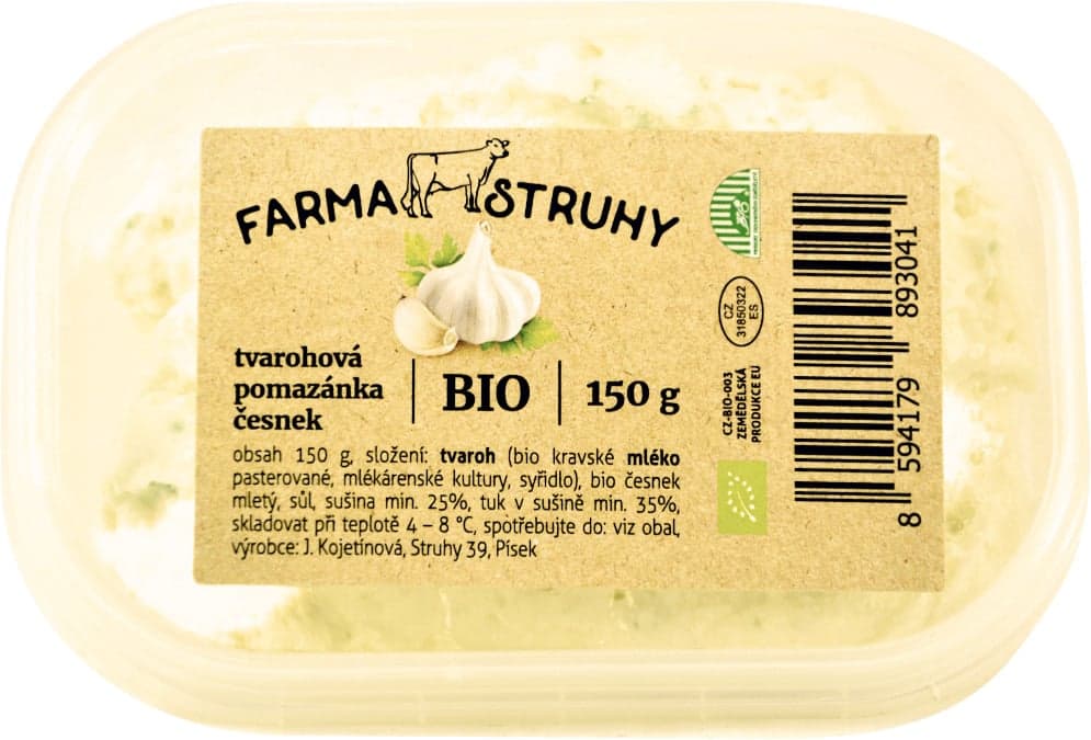 Farma Struhy BIO Tvarohová pomazánka česnek